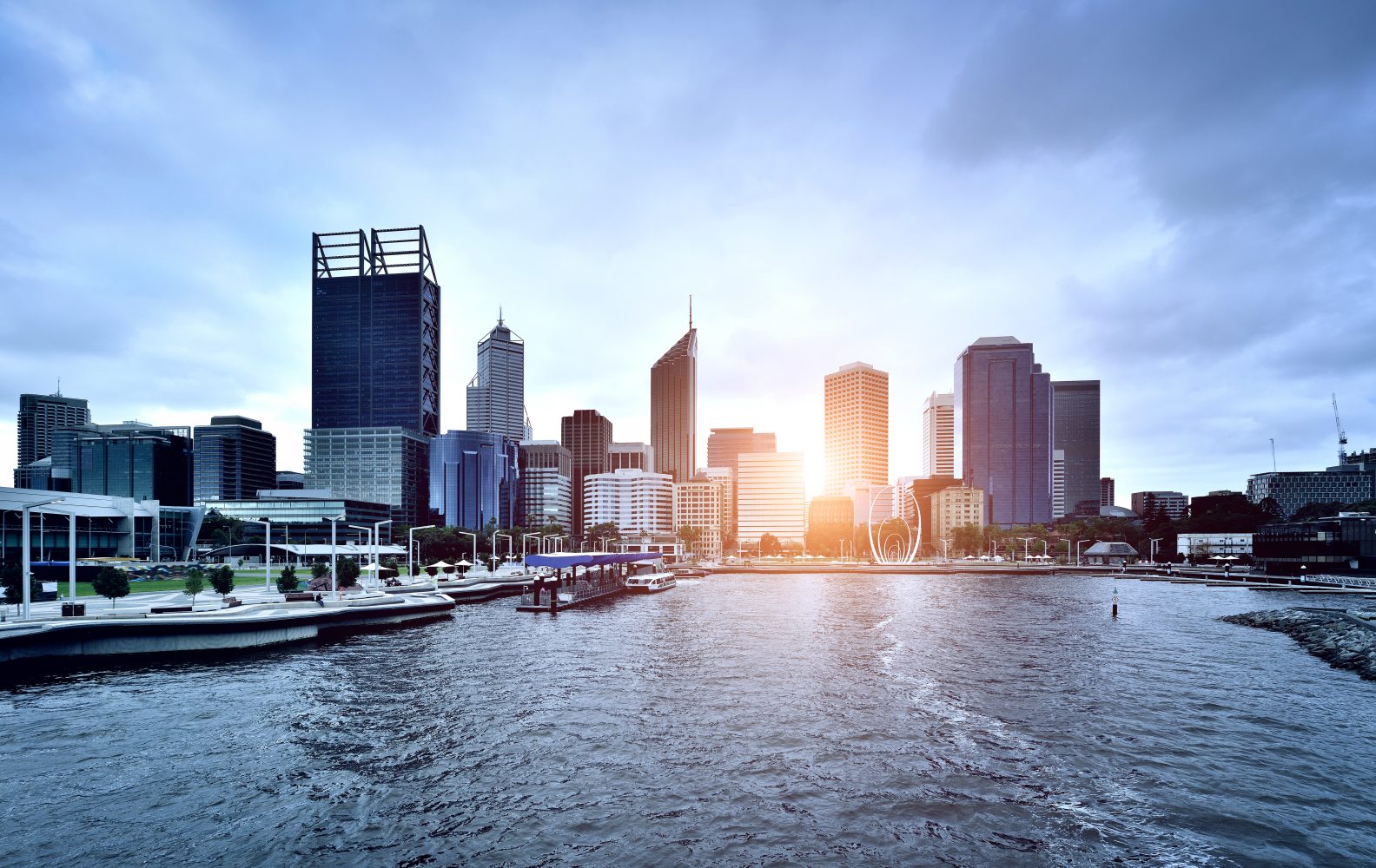 Perth Cityscape at Sunset, Australia. Perth cityscape at sunset sunlight, Australia.