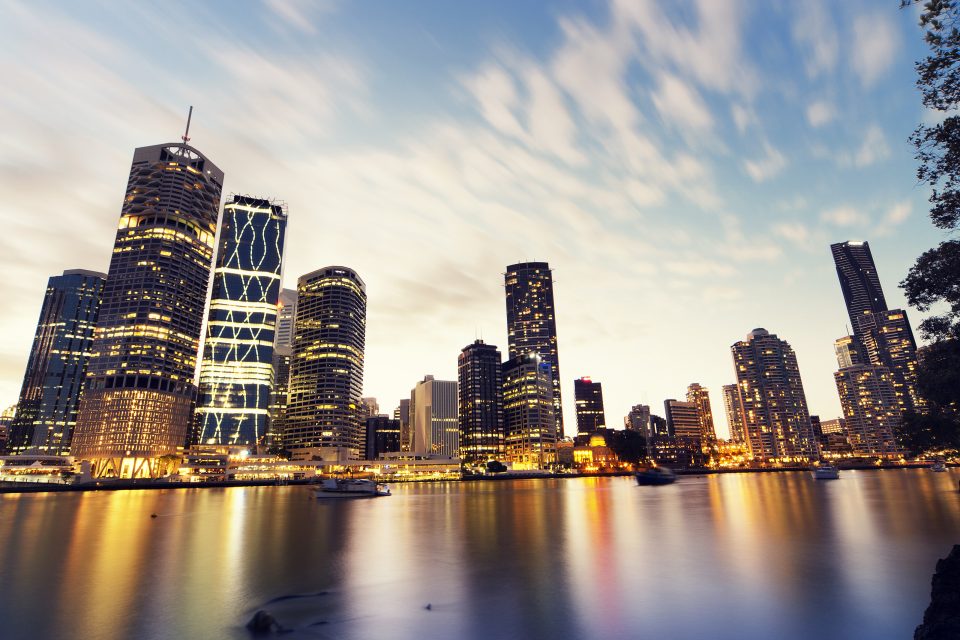 Ultra wide-angle image of Brisbane, Australia.