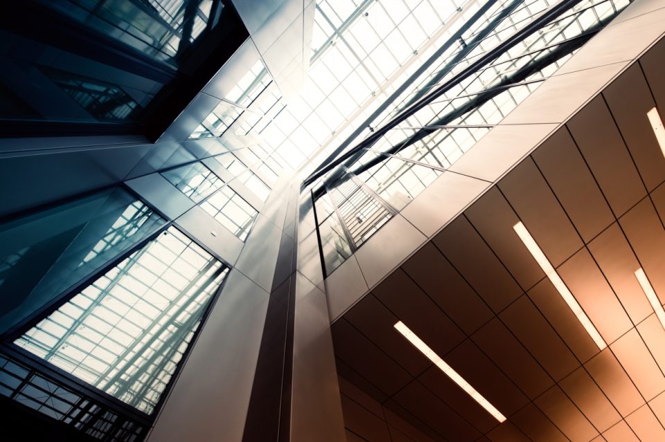 Steel and glass building