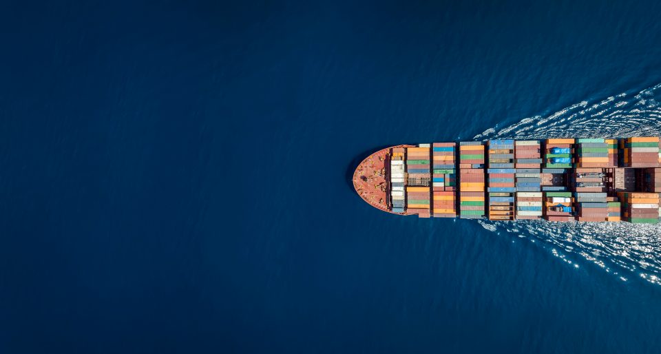 Aerial,Top,Down,View,Of,A,Large,Container,Cargo,Ship